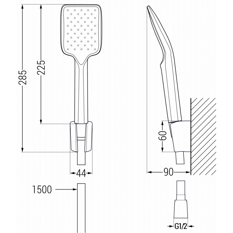 Mexen R-62 Punkt-Duschset, gebürstetes Gun Gray - 785625052-66