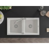 Mexen Mario fregadero de granito de 2 senos con grifo de cocina Carla, blanco - 6504-20-670700-00