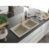 Mexen Mario 2-kamerige granieten gootsteen met keukenkraan Carla, beige - 6504-69-670700-50