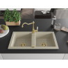 Mexen Mario granitspüle 2-becken mit küchenarmatur Carla, beige - 6504-69-670700-50