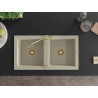 Mexen Mario granitspüle 2-becken mit küchenarmatur Carla, beige - 6504-69-670700-50