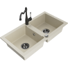 Mexen Mario Granit-Lavabo mat 2-Sektioune mat Kichenduch Carla, beige - 6504-69-670700-70