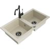 Mexen Mario Granitspüle 2-Kammer mit Küchenarmatur Carla, beige - 6504-69-670700-70