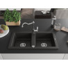 Mexen Mario fregadero de granito de 2 senos con grifo de cocina Carla, negro/oro metálico - 6504-75-670700-00
