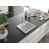 Mexen Milo granite sink 1-bowl with Carla kitchen tap, white - 6505-20-670700-00