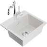 Mexen Milo fregadero de granito de 1 cubeta con grifo de cocina Carla, blanco - 6505-20-670700-00
