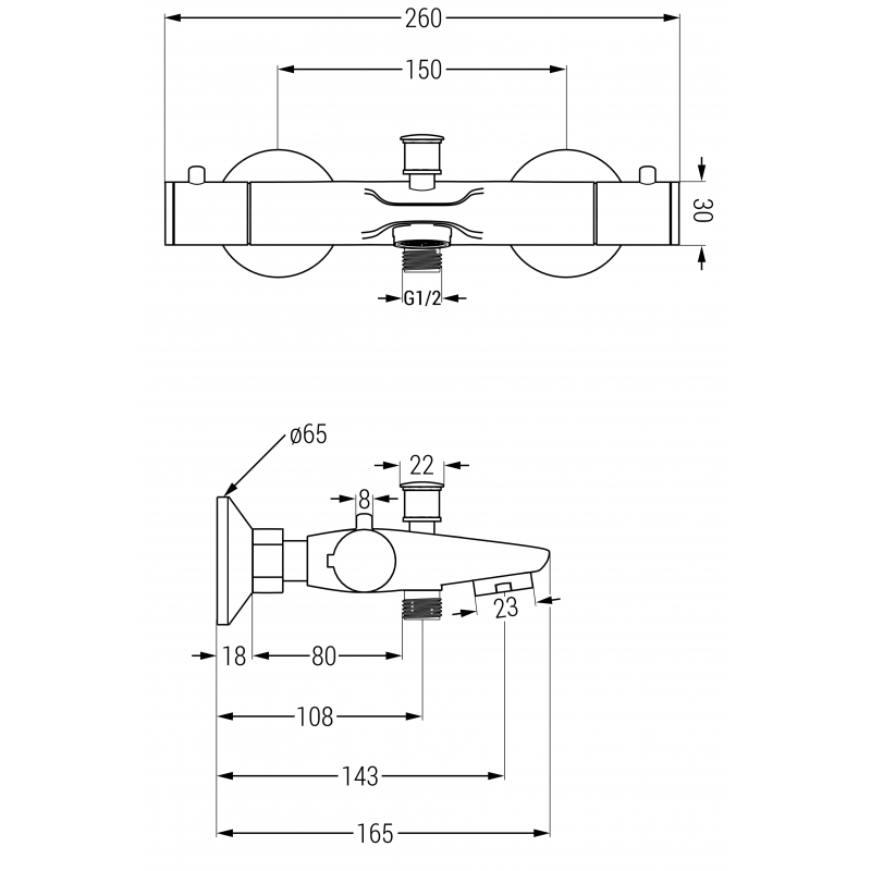 Mexen Nox grifo termostático para bañera, cromo - 77350-00