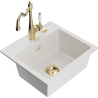 Mexen Milo 1-bowl granite sink with Carla kitchen tap, white - 6505-20-670700-50