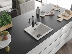 Mexen Milo lavello in granito 1-vasca con miscelatore cucina Carla, bianco - 6505-20-670700-70