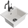 Mexen Milo 1-bowl granite kitchen sink with Carla tap, white - 6505-20-670700-70