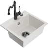 Mexen Milo fregadero de granito de 1 cubeta con grifo de cocina Carla, blanco - 6505-20-670700-70