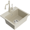 Mexen Milo fregadero de granito de 1 cubeta con grifo de cocina Carla, beige - 6505-69-670700-69
