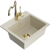 Mexen Milo Évier en granit 1 bac avec robinet de cuisine Carla, beige - 6505-69-670700-50