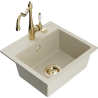 Mexen Milo fregadero de granito de 1 seno con grifo de cocina Carla, beige - 6505-69-670700-50