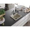 Mexen Milo granite sink, 1-bowl with Carla kitchen tap, beige - 6505-69-670700-70