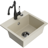 Mexen Milo granite sink, 1-bowl with Carla kitchen tap, beige - 6505-69-670700-70