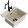 Mexen Milo lavello da cucina in granito 1-vasca con rubinetto Carla, beige - 6505-69-670700-70