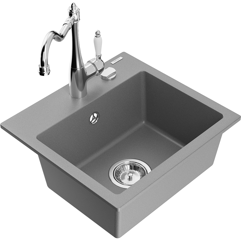 Mexen Milo granitdiskho 1-fack med köksblandare Carla, grå - 6505-71-670700-00