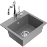 Mexen Milo granite sink 1-bowl with Carla kitchen tap, grey - 6505-71-670700-00
