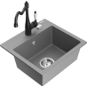 Mexen Milo fregadero de granito de 1 cubeta con grifo de cocina Carla, gris - 6505-71-670700-70