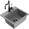 Mexen Milo fregadero de granito de 1 cubeta con grifo de cocina Carla, gris - 6505-71-670700-70-B