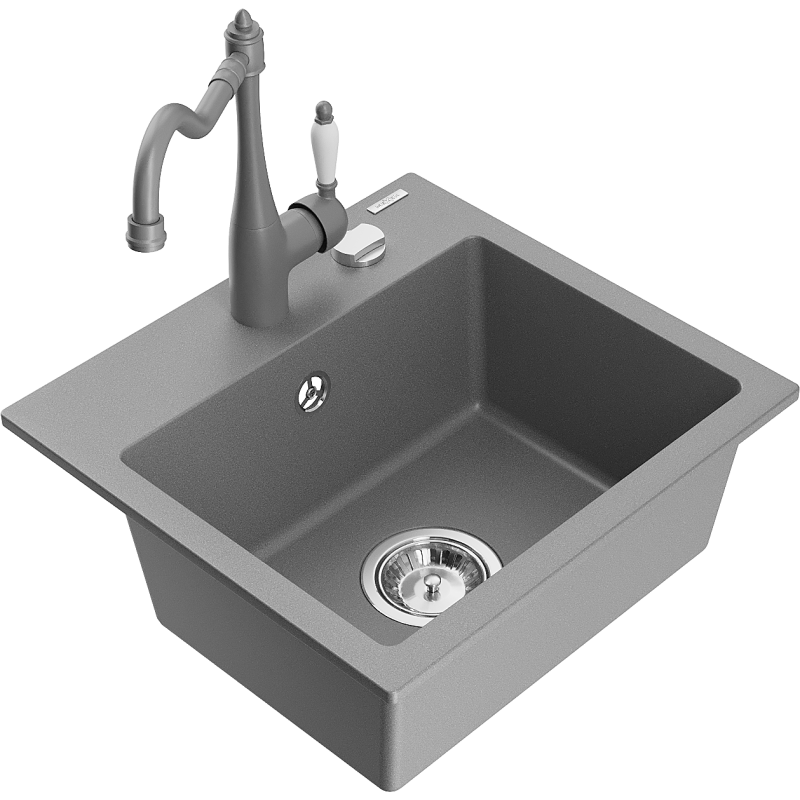 Mexen Milo graniittinen 1-altaainen keittiöallas Carlalla, harmaa - 6505-71-670700-71