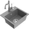 Mexen Milo 1-bowl granite sink with Carla kitchen tap, grey - 6505-71-670700-71