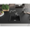 Mexen Milo Granitspüle 1-beckig mit Küchenarmatur Carla, Schwarz/Silber-Metallic - 6505-73-670700-00