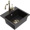 Mexen Milo 1-bowl granite sink with Carla kitchen tap, black/silver metallic - 6505-73-670700-50