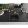 Mexen Milo granitische spoelbak met 1 kom en keukenkraan Carla, zwart/zilver metallic - 6505-73-670700-50