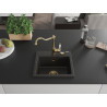 Mexen Milo Granitspüle 1-becken mit Küchenarmatur Carla, schwarz/gold metallic - 6505-75-670700-50