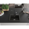 Mexen Milo granit gootsteen 1-komoers met keukenmengkraan Carla, zwart/goud metallic - 6505-75-670700-70