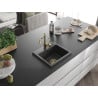 Mexen Milo 1-bowl granite sink with Carla kitchen tap, black speckled - 6505-76-670700-50