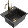Mexen Milo 1-bowl granite sink with Carla kitchen tap, black speckled - 6505-76-670700-50