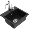 Mexen Milo granite kitchen sink 1-bowl with Carla tap, black - 6505-77-670700-00