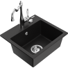 Mexen Milo granitno pomivalno korito z 1 komoro in kuhinjsko armaturo Carla, črno - 6505-77-670700-00