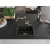 Mexen Milo granite kitchen sink 1-bowl with Carla kitchen tap, black - 6505-77-670700-50