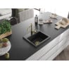 Mexen Milo granite kitchen sink 1-bowl with Carla kitchen tap, black - 6505-77-670700-50