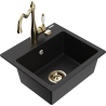 Mexen Milo granite kitchen sink 1-bowl with Carla kitchen tap, black - 6505-77-670700-50