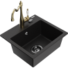 Mexen Milo granieten spoelbak 1-kommer met keukenmengkraan Carla, zwart - 6505-77-670700-50-B