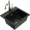 Mexen Milo lava-loiça de granito 1-cuba com torneira de cozinha Carla, preto - 6505-77-670700-50-B