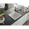 Mexen Vito fregadero de granito de 1 cubeta con grifo de cocina Carla, blanco - 6503-20-670700-20