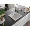 Mexen Vito granite sink 1-bowl with Carla kitchen tap, white - 6503-20-670700-20