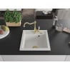 Mexen Vito granite kitchen sink 1-bowl with Carla kitchen tap, white - 6503-20-670700-50