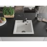 Mexen Vito 1-bowl granite sink with Carla kitchen faucet, white - 6503-20-670700-70
