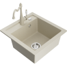 Mexen Vito granieten spoelbak 1-komors met keukenmengkraan Carla, beige - 6503-69-670700-69