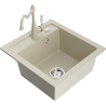 Mexen Vito Granitspüle 1-becken mit Küchenarmatur Carla, beige - 6503-69-670700-69