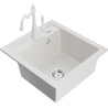 Mexen Vito granite sink 1-bowl with Carla kitchen tap, white - 6503-20-670700-20