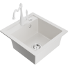 Mexen Vito lava-louça de granito de 1 cuba com torneira de cozinha Carla, branco - 6503-20-670700-20