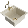 Mexen Vito évier en granit 1 bac avec robinet de cuisine Carla, beige - 6503-69-670700-50